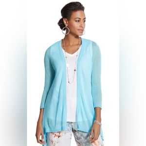 Chicos Kirsten Cardigan, size 2 (Large), light blue lightweight